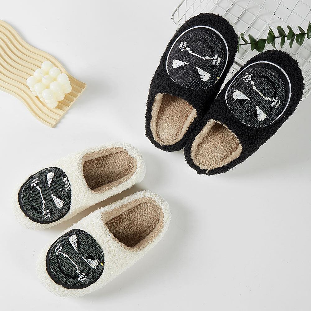 Black 6Pairs - Reversible Sequin Smile Soft Home Indoor Floor Slippers - Jewelry Store by Erik Rayo