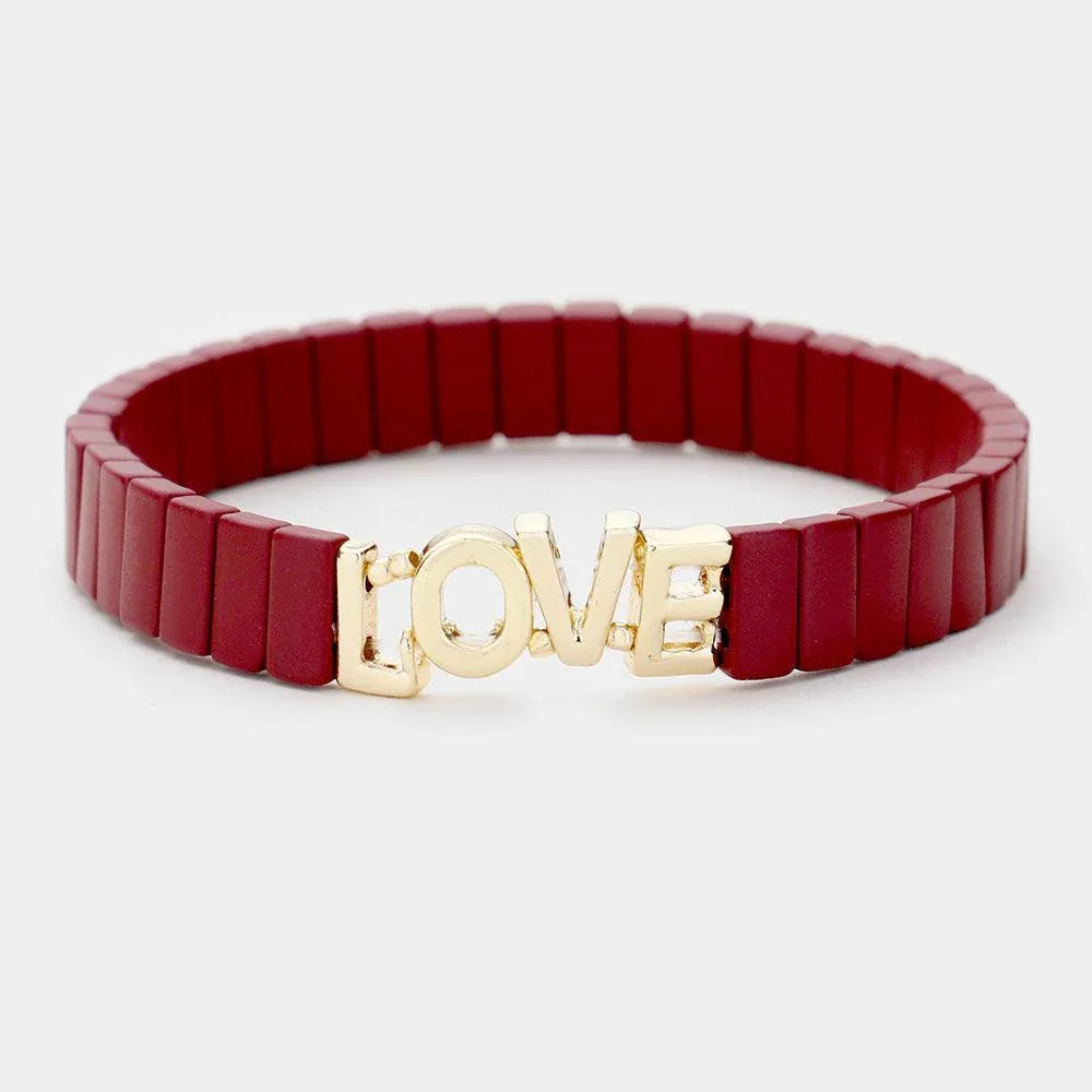 Gold Lego Block Love Stretch Bracelet - Jewelry Store by Erik Rayo