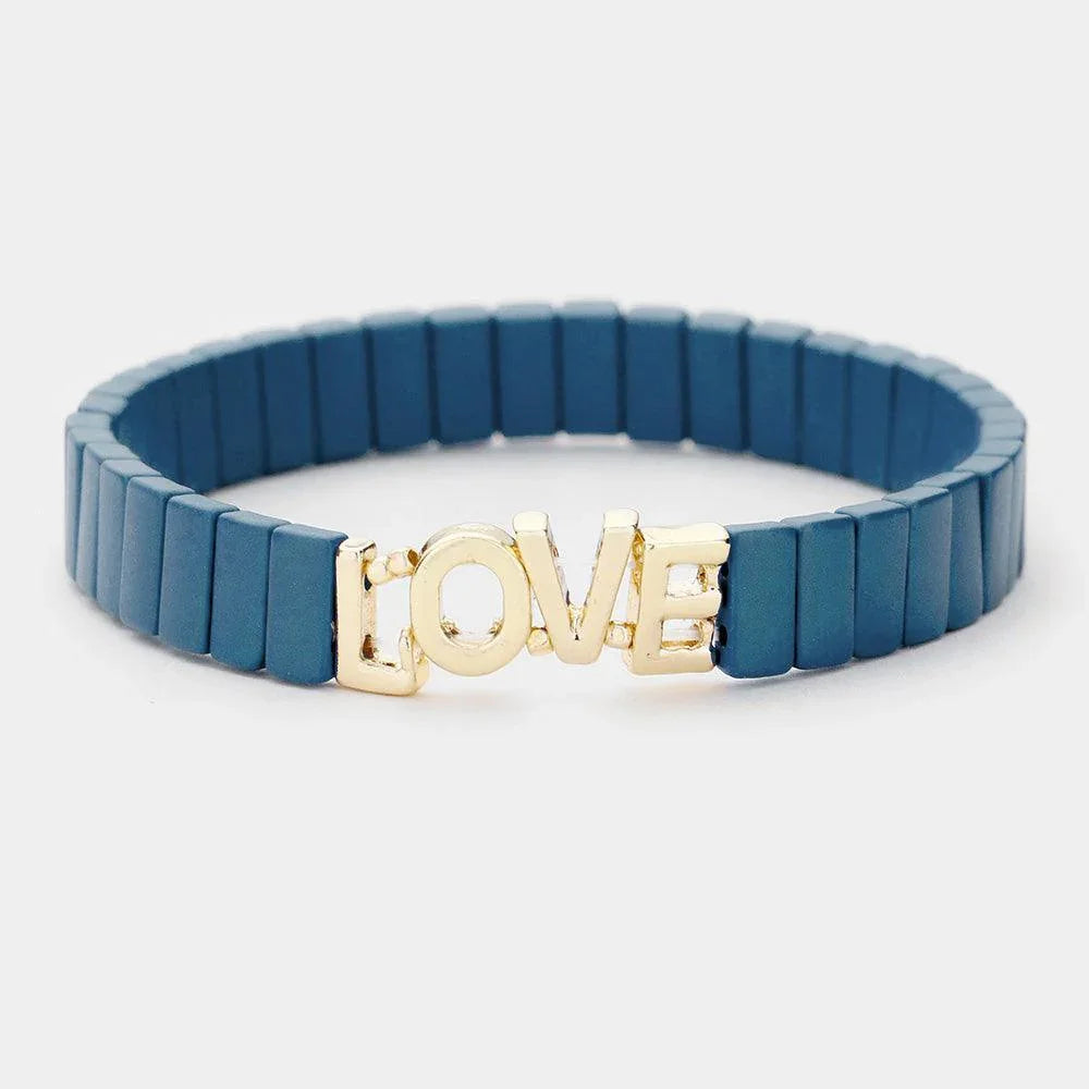 Green Lego Block Love Stretch Bracelet - Jewelry Store by Erik Rayo