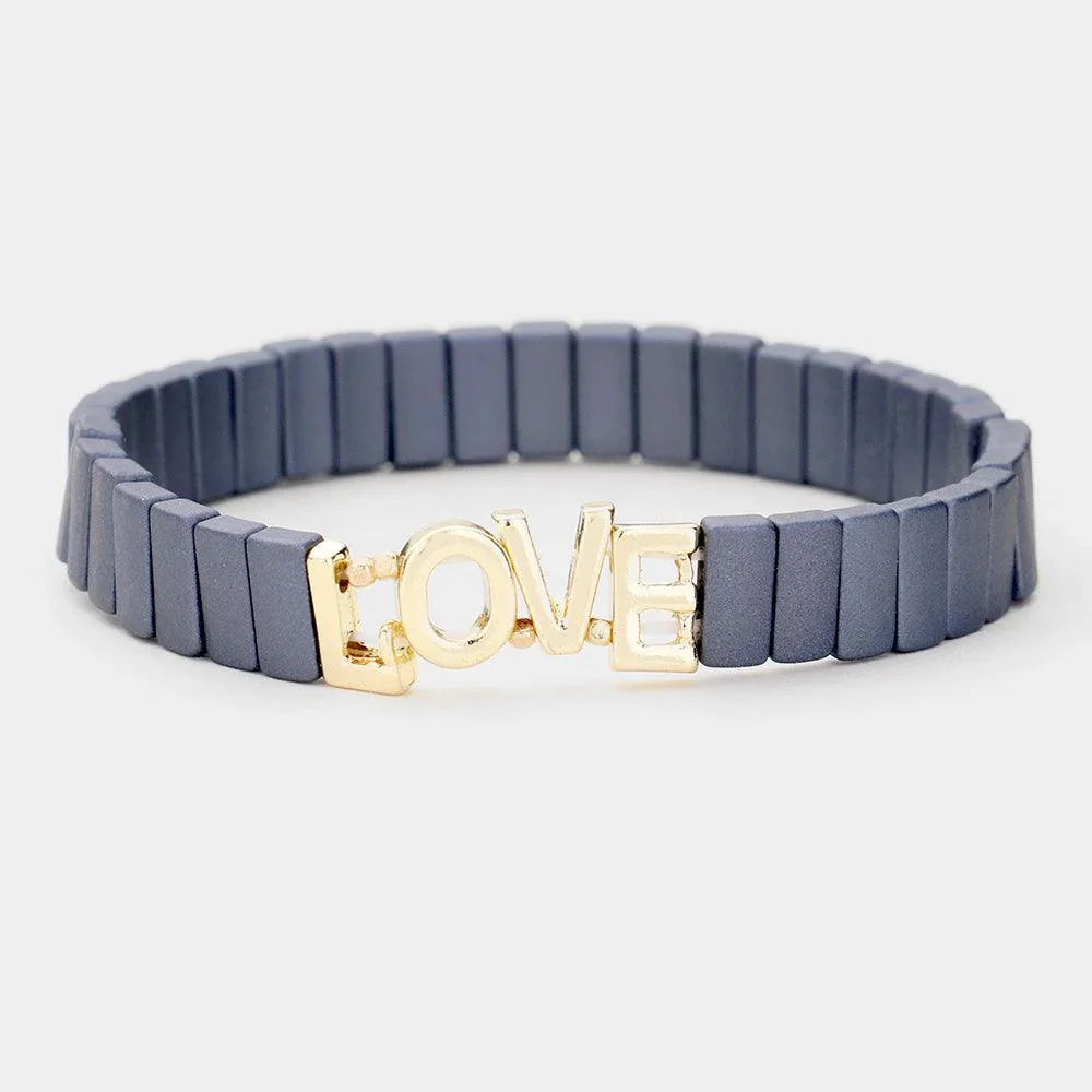 Gold Lego Block Love Stretch Bracelet - Jewelry Store by Erik Rayo