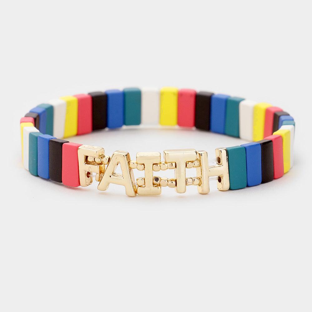 Gold 
Lego Block Faith Stretch Bracelet