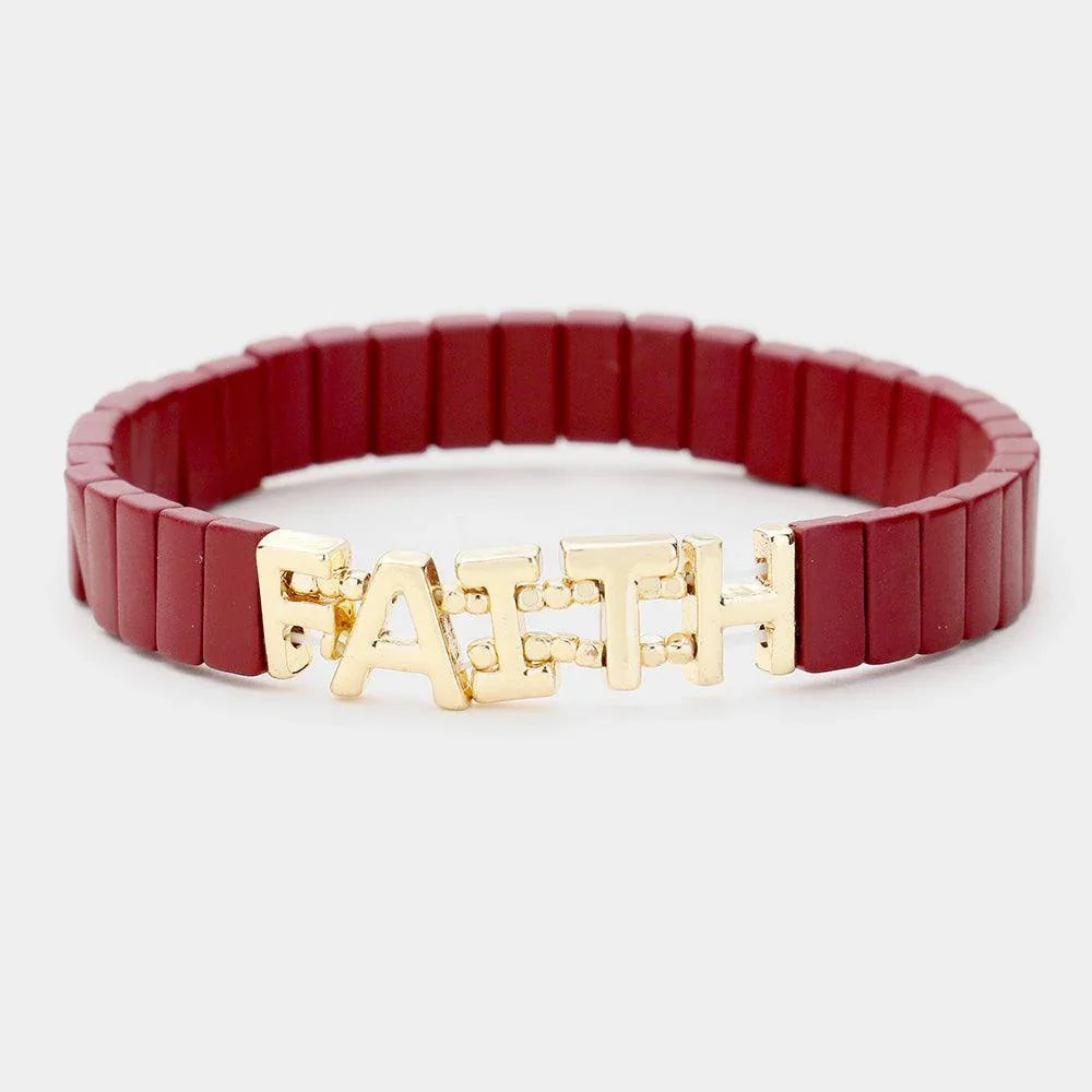 Gold 
Lego Block Faith Stretch Bracelet - Jewelry Store by Erik Rayo