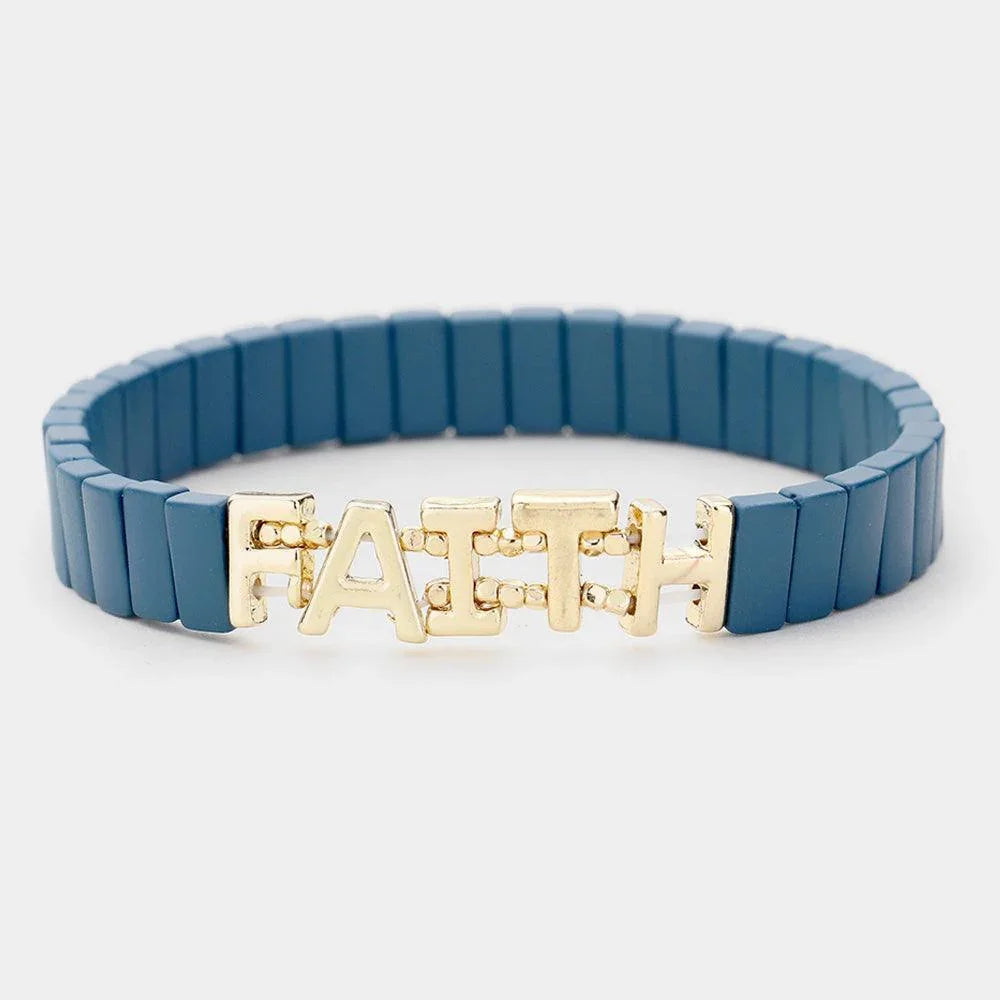 Green 
Lego Block Faith Stretch Bracelet - Jewelry Store by Erik Rayo