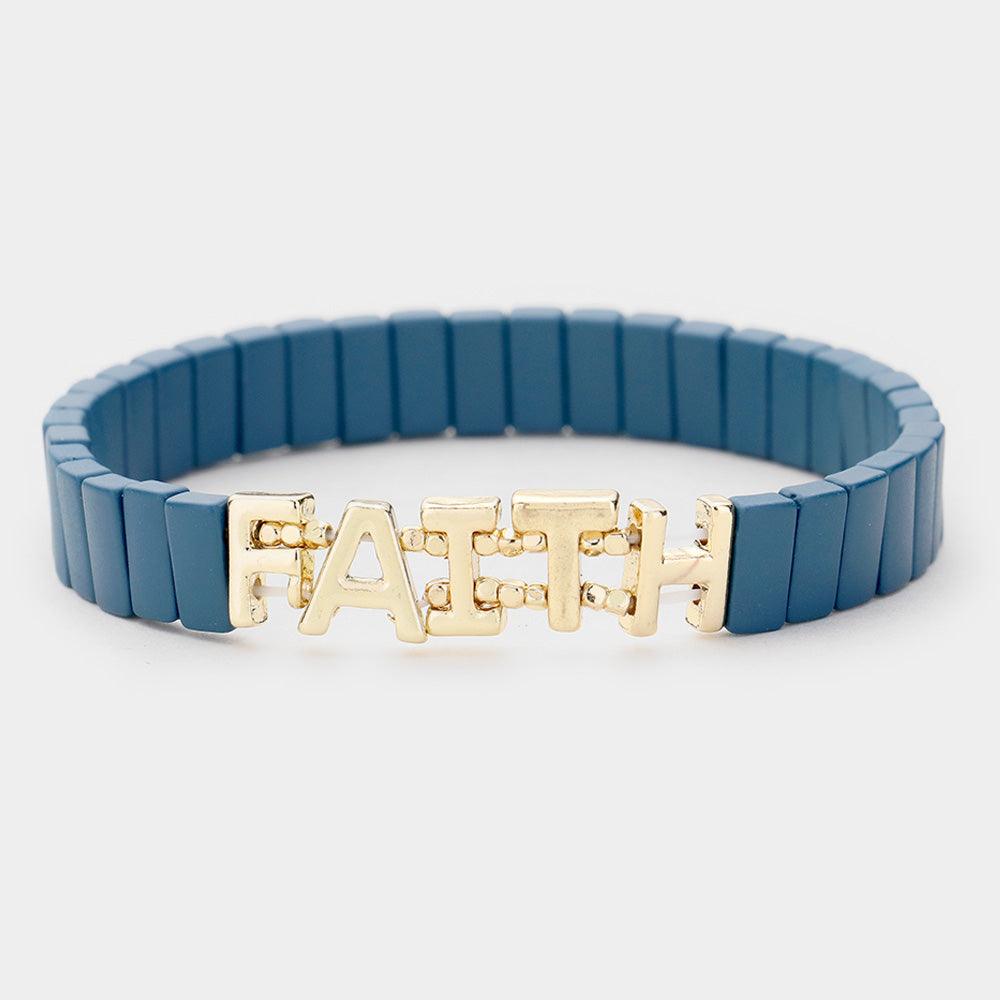 Green 
Lego Block Faith Stretch Bracelet