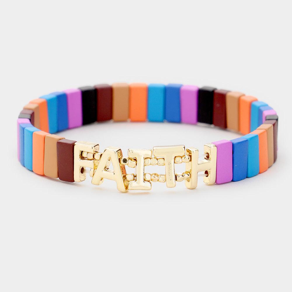 Gold 
Lego Block Faith Stretch Bracelet