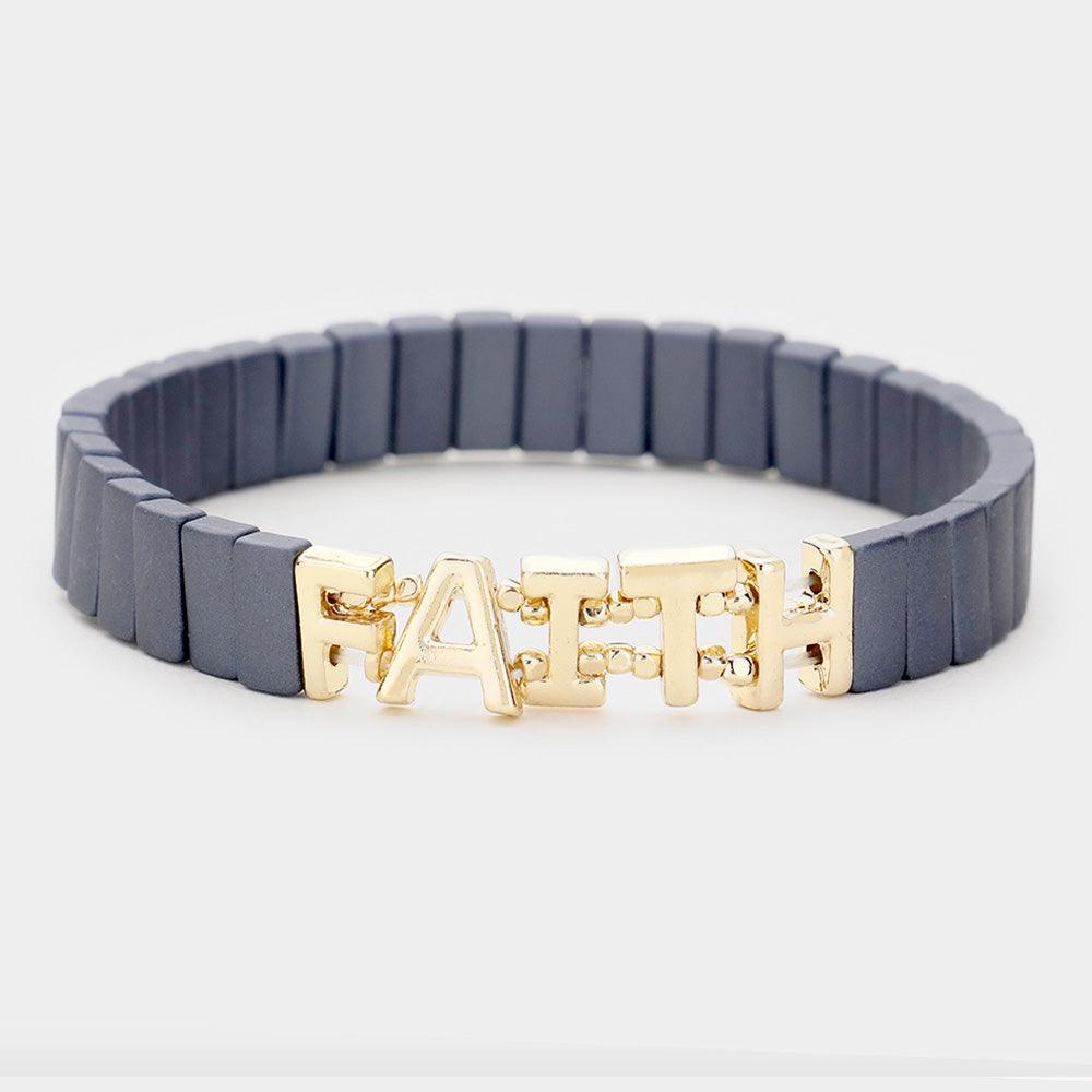 Gold 
Lego Block Faith Stretch Bracelet