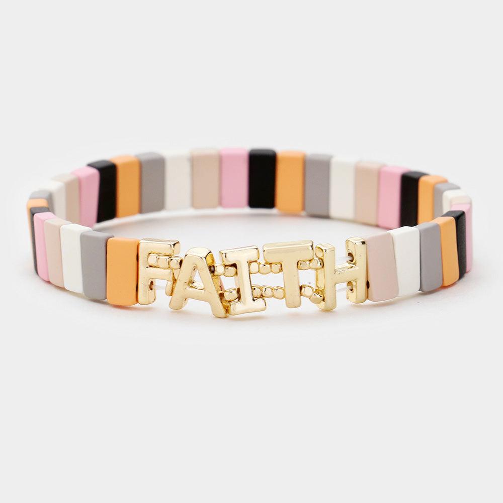 Gold 
Lego Block Faith Stretch Bracelet