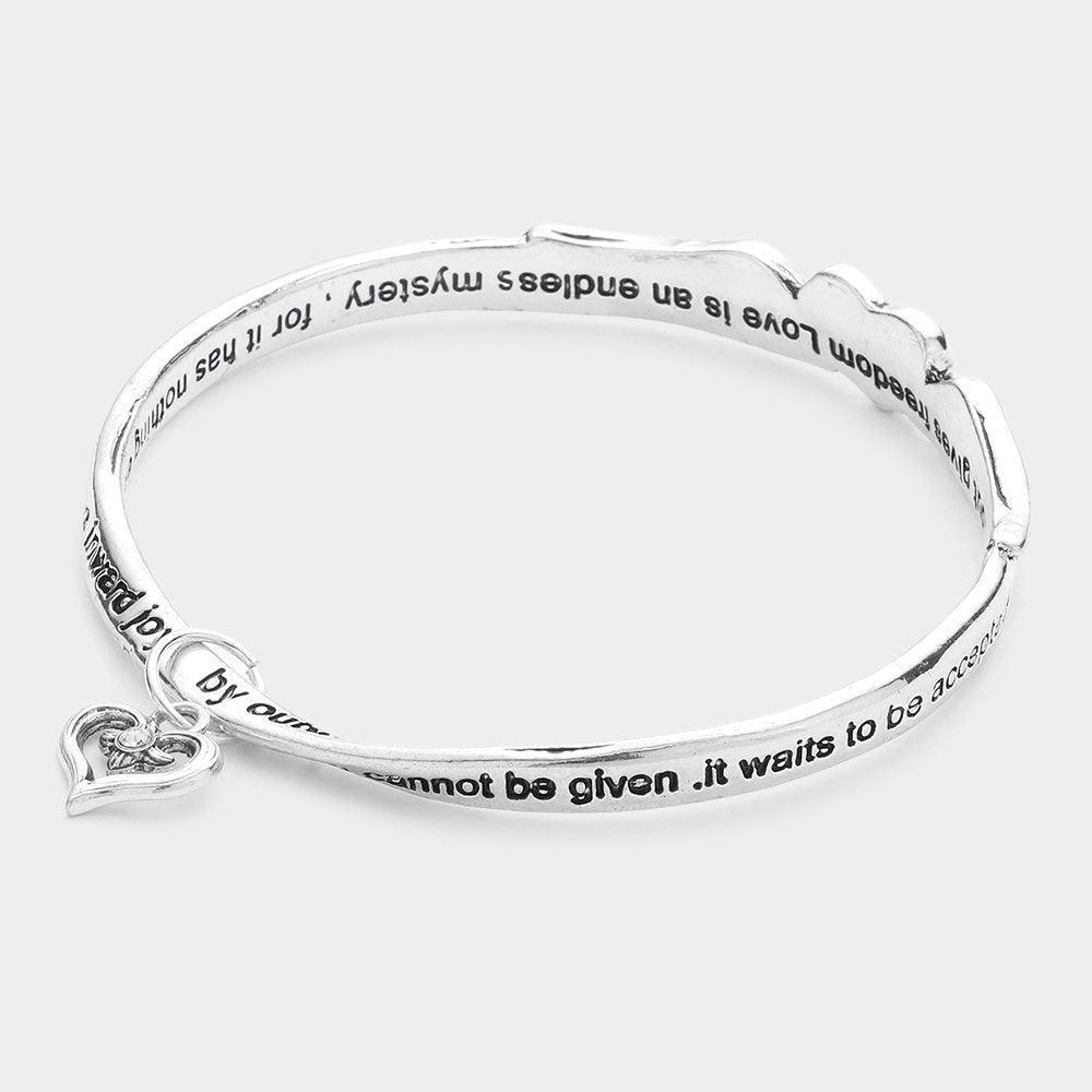Silver Love Heart Wings Bangle Bracelet - Jewelry Store by Erik Rayo