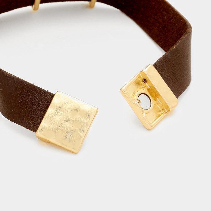Gold G.R.E.A.T faux leather MAGNETIC bracelet - Jewelry Store by Erik Rayo