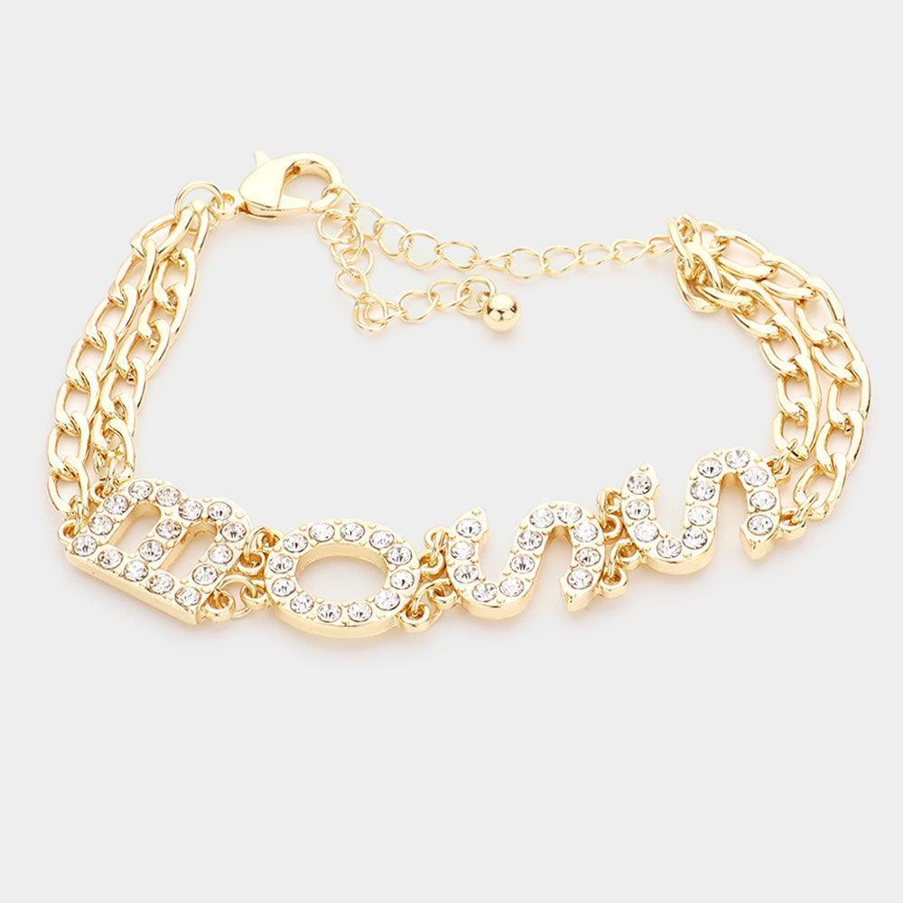 Gold BOSS Rhinestone Embellished Message Bracelet - Jewelry Store by Erik Rayo