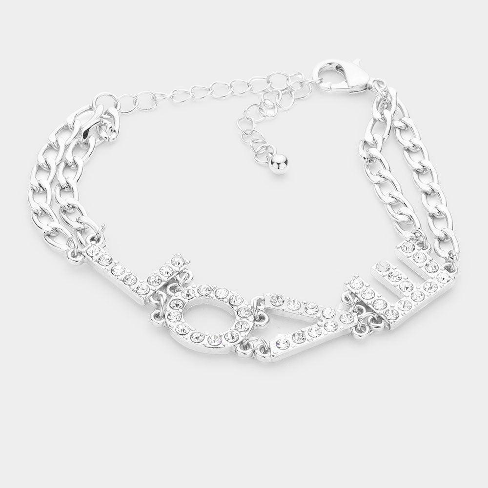 LOVE Rhinestone Embellished Message Bracelet - Jewelry Store by Erik Rayo