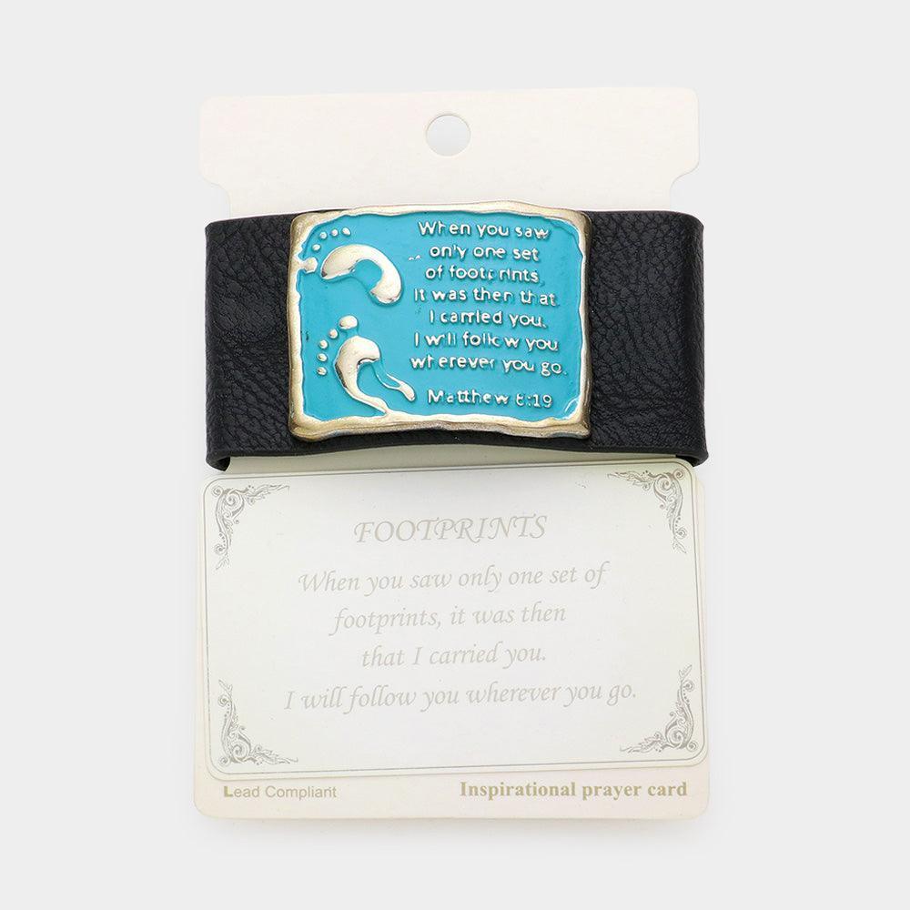 Black Matthew 8:19 Message Faux Leather Bracelet - Jewelry Store by Erik Rayo