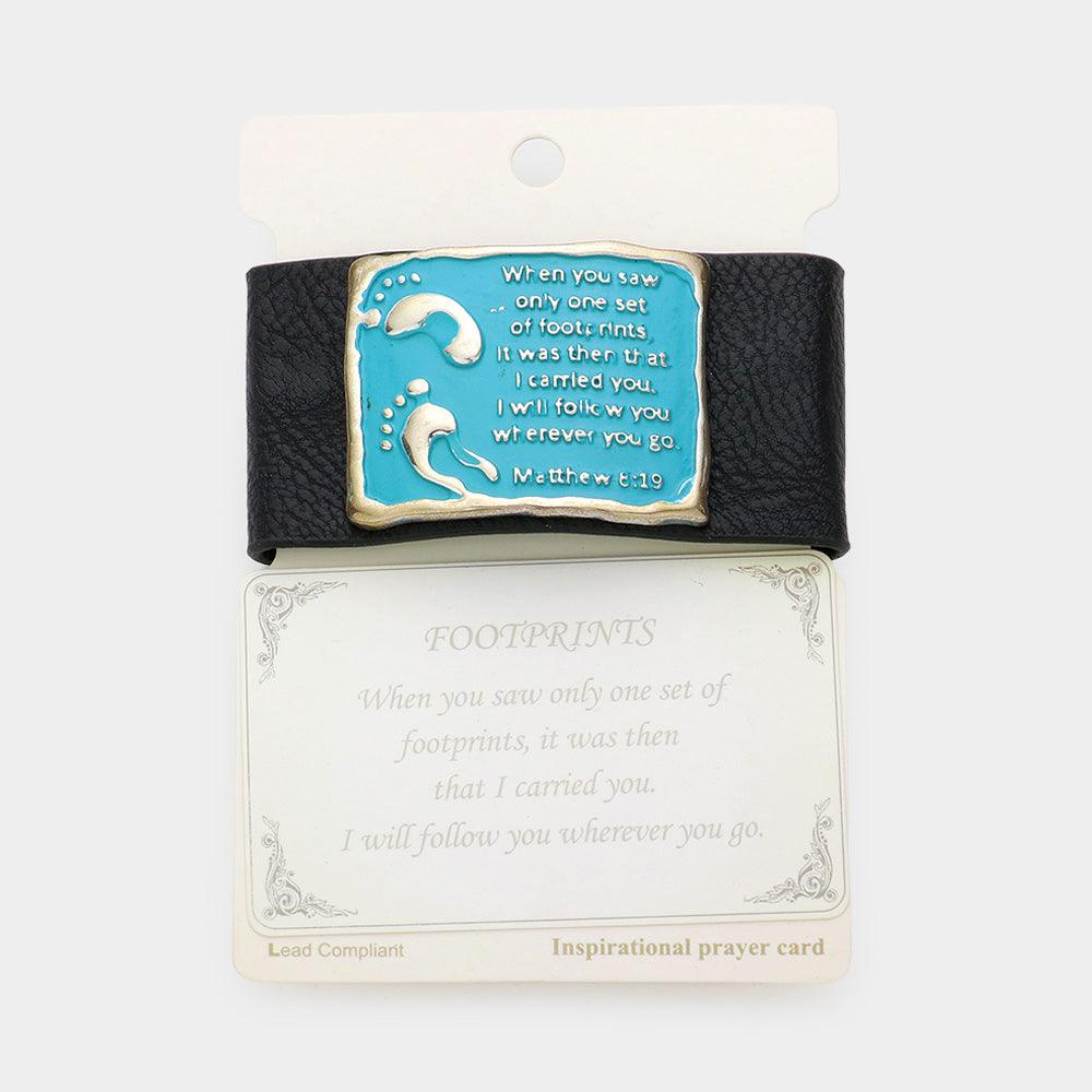 Black Matthew 8:19 Message Faux Leather Bracelet