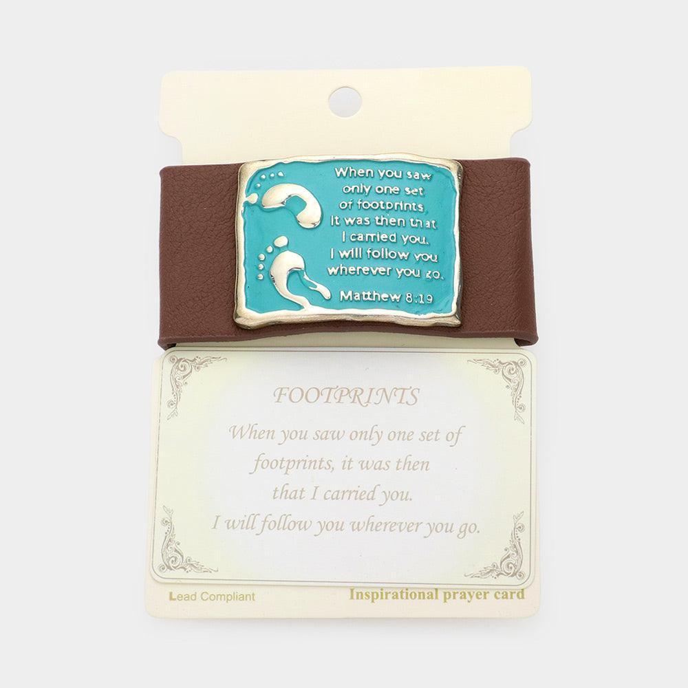 Brown Matthew 8:19 Message Faux Leather Bracelet - Jewelry Store by Erik Rayo