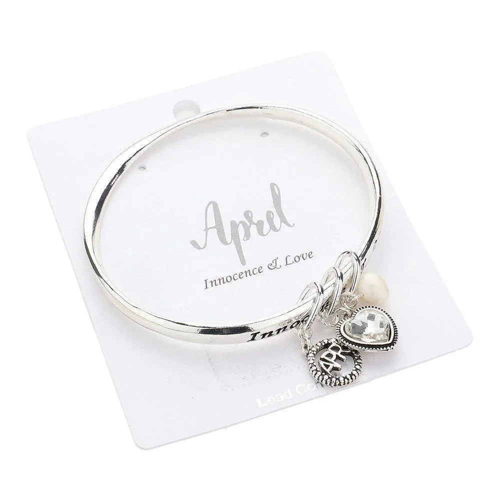 Clear 'Innocence & Love' April Heart Birthday Stone Charm Bracelet - Jewelry Store by Erik Rayo
