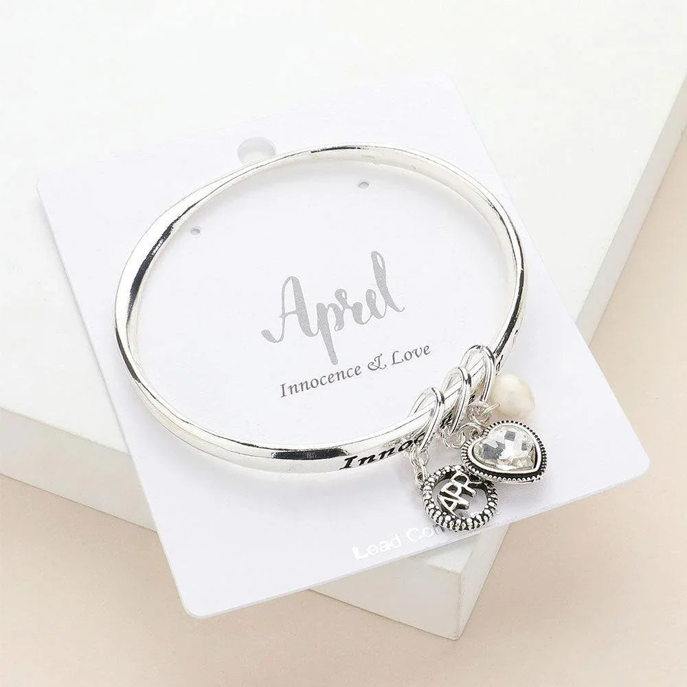 Clear 'Innocence & Love' April Heart Birthday Stone Charm Bracelet - Jewelry Store by Erik Rayo