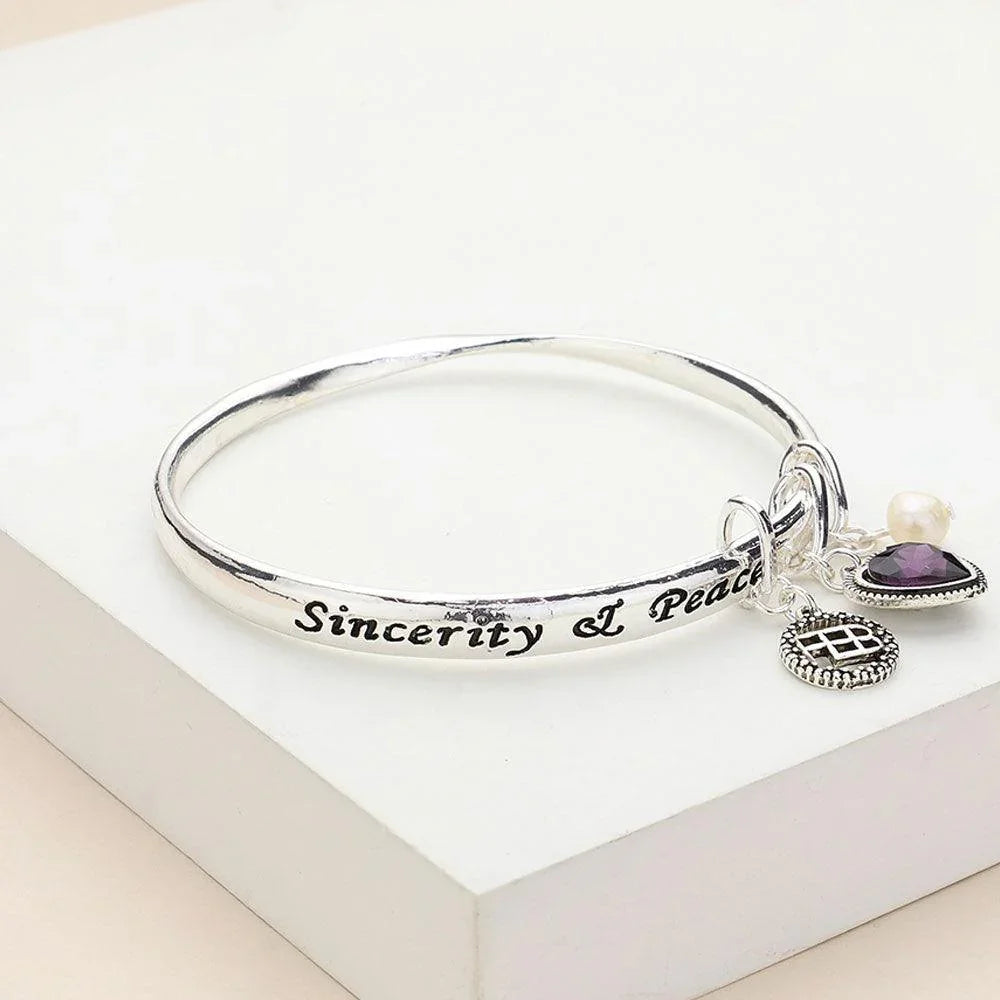 Amethyst 'Sincerity & Peace' February Heart Birthday Stone Charm Bracelet - Jewelry Store by Erik Rayo