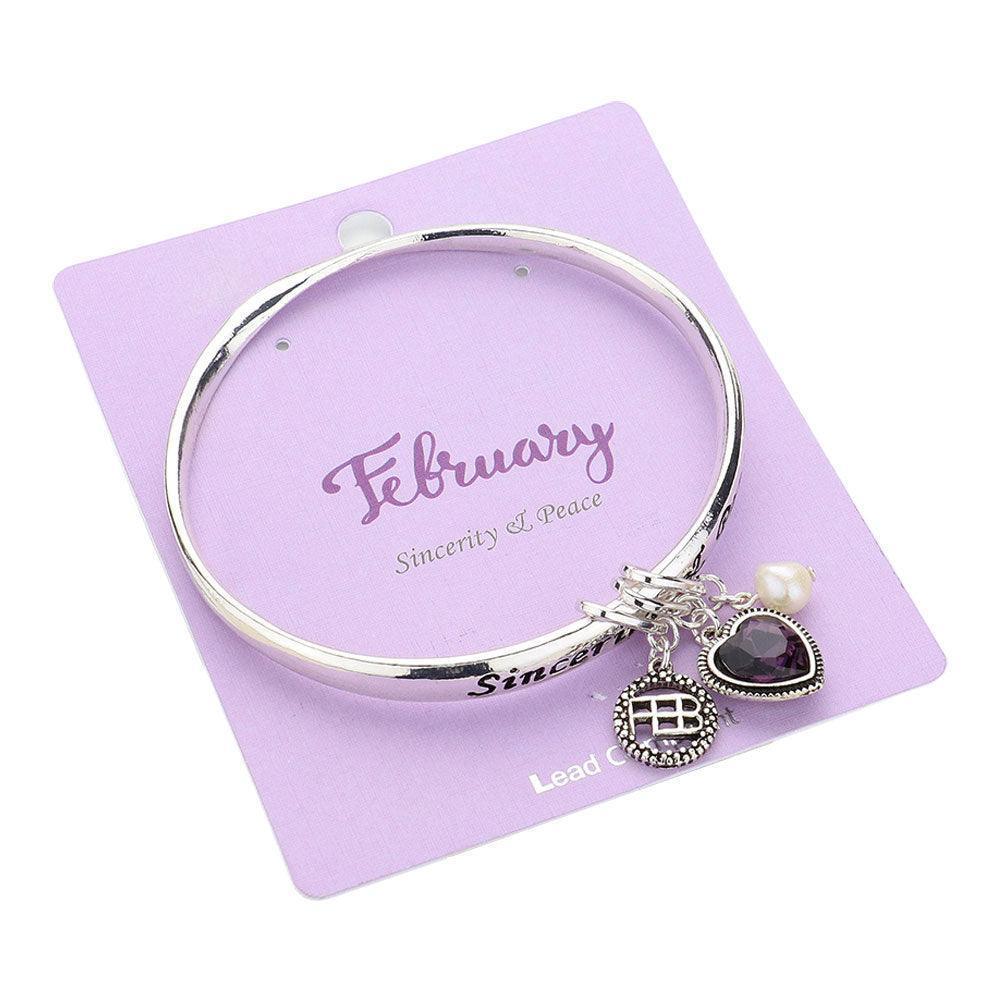 Amethyst 'Sincerity & Peace' February Heart Birthday Stone Charm Bracelet - Jewelry Store by Erik Rayo