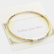 Load image into Gallery viewer, Gold Bliss Message Two Tone Metal Bangle Bracelet
