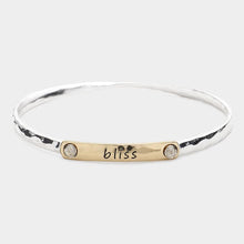 Load image into Gallery viewer, Silver Bliss Message Two Tone Metal Bangle Bracelet
