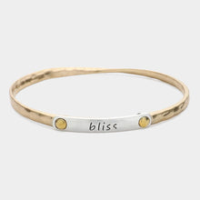 Load image into Gallery viewer, Silver Bliss Message Two Tone Metal Bangle Bracelet
