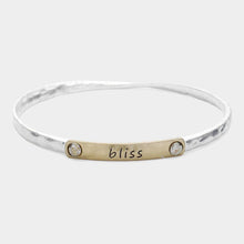 Load image into Gallery viewer, Silver Bliss Message Two Tone Metal Bangle Bracelet
