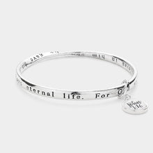 Load image into Gallery viewer, Silver John 3:16 Message Charm Bangle Bracelet
