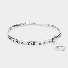 Load image into Gallery viewer, Silver Mom Message Charm Metal Bangle Bracelet
