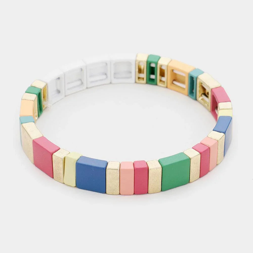 Gold Hope Lego Color Block Stretch Bracelet - Jewelry Store by Erik Rayo