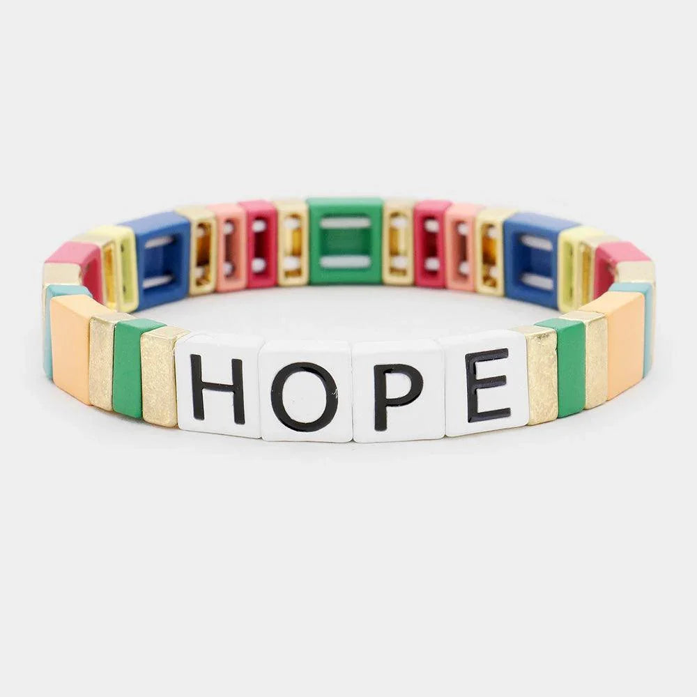 Gold Hope Lego Color Block Stretch Bracelet - Jewelry Store by Erik Rayo