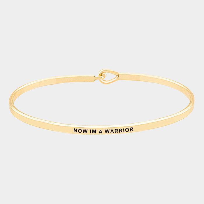 Gold Now I'm a Warrior Brass Thin Metal Hook Bracelet - Jewelry Store by Erik Rayo