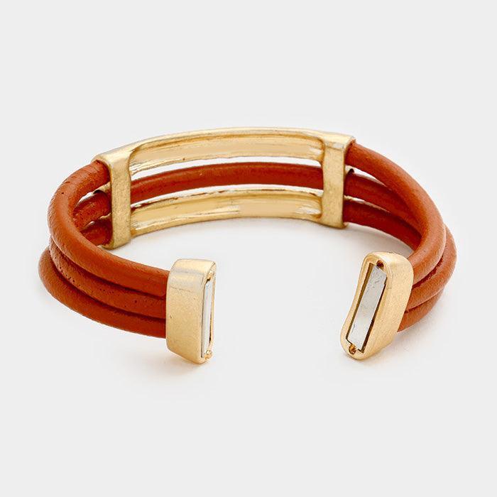 Gold Stand Up for Love Faux Leather Magnetic Bracelet - Jewelry Store by Erik Rayo
