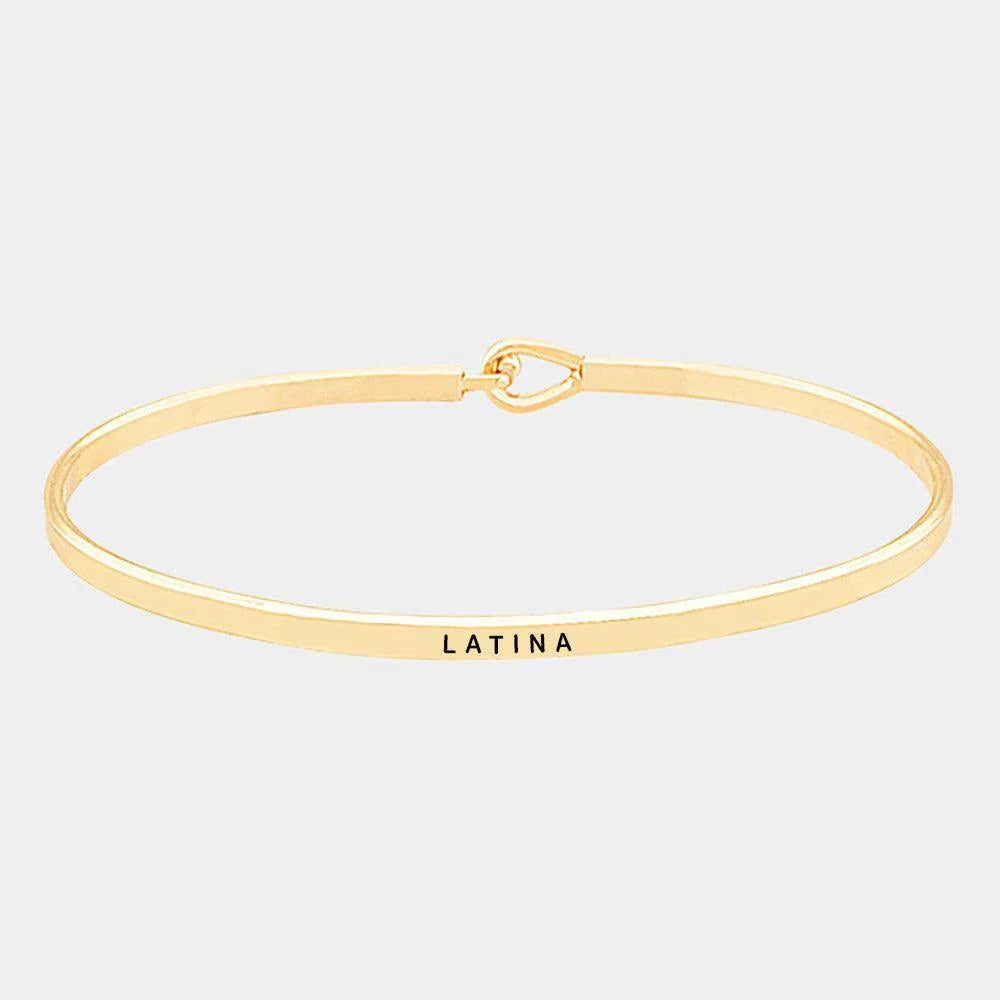 Gold Latina Brass Thin Metal Hook Bracelet - Jewelry Store by Erik Rayo