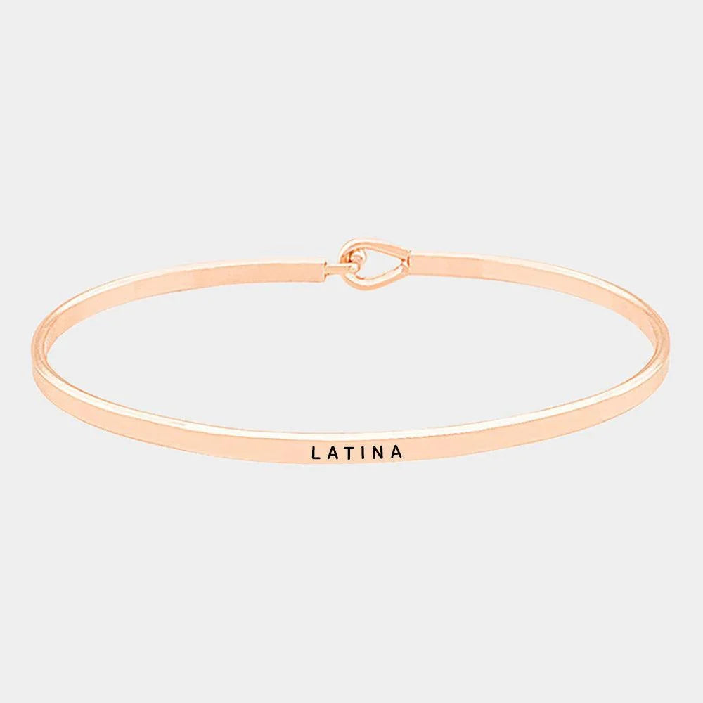 Rose Gold Latina Brass Thin Metal Hook Bracelet - Jewelry Store by Erik Rayo