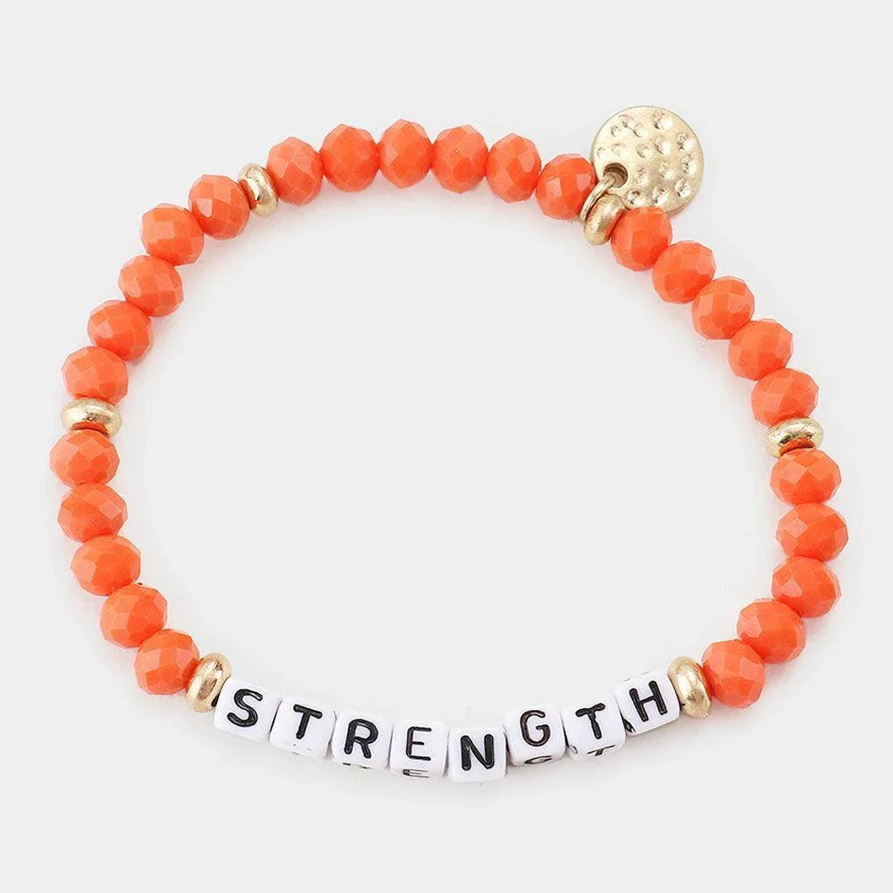 Orange Strength Faceted Beaded Stretch Bracelet - Jewelry Store by Erik Rayo