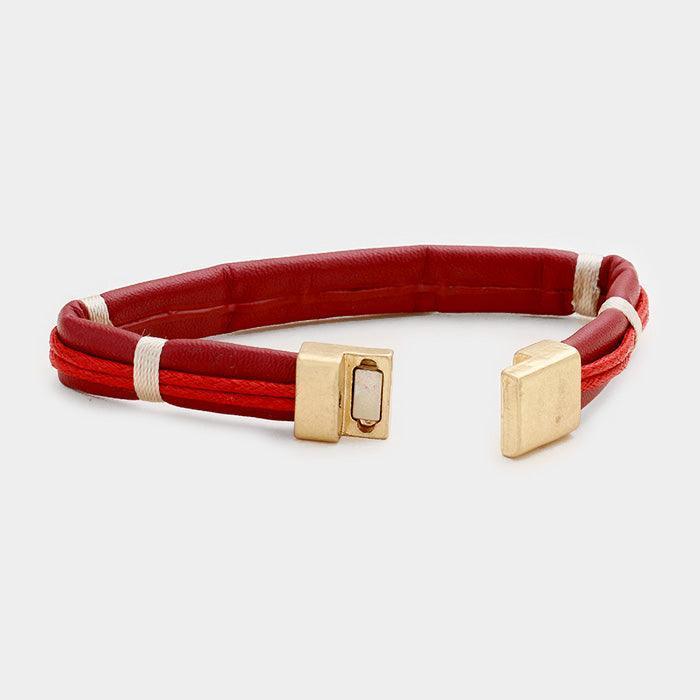 Gold Weave Cord Courage Metal Bar Magnetic Bracelet - Jewelry Store by Erik Rayo
