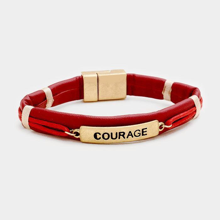 Gold Weave Cord Courage Metal Bar Magnetic Bracelet - Jewelry Store by Erik Rayo
