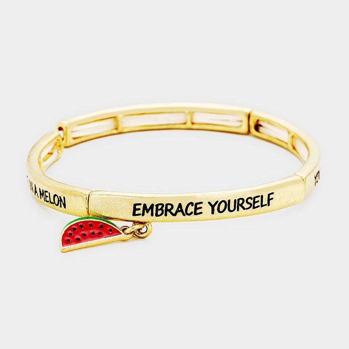 Red You are one in... Watermelon Charm Stretch Bracelet - Jewelry Store by Erik Rayo