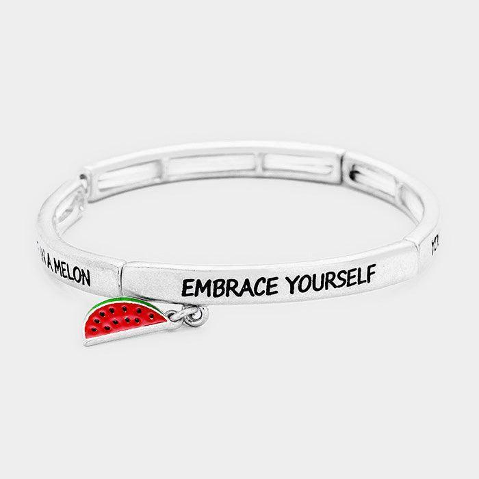 Silver You are one in... Watermelon Charm Stretch Bracelet - Jewelry Store by Erik Rayo