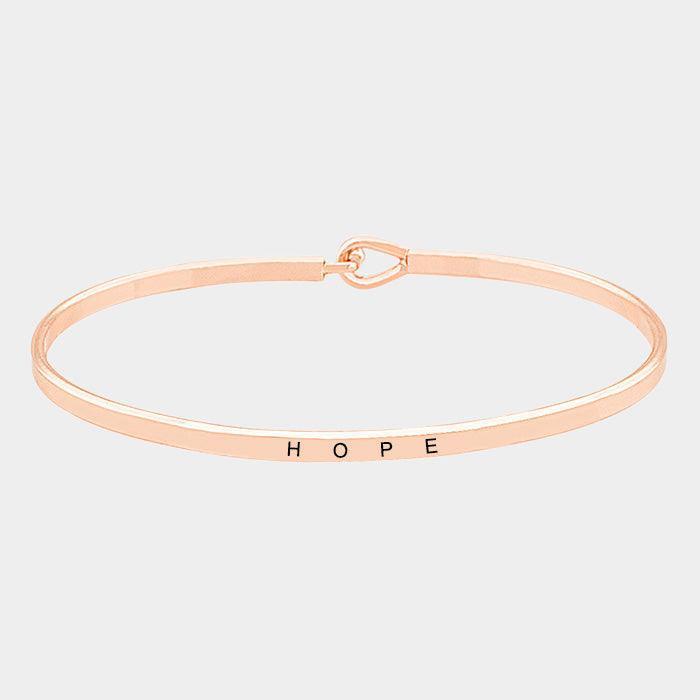 Rose Gold Hope Thin Metal Hook Bracelet - Jewelry Store by Erik Rayo