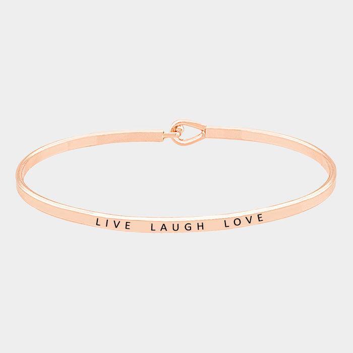 Rose Gold Live Laugh Love Thin Metal Hook Bracelet - Jewelry Store by Erik Rayo