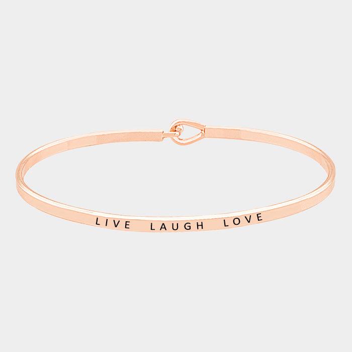 Rose Gold Live Laugh Love Thin Metal Hook Bracelet