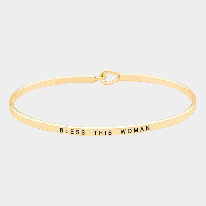 Gold Bless this woman thin metal hook bracelet - Jewelry Store by Erik Rayo