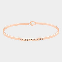 Load image into Gallery viewer, Rose Gold Celebrate life Thin Metal Hook Bracelet
