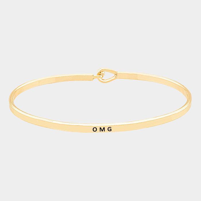 Gold OMG thin metal hook bracelet - Jewelry Store by Erik Rayo