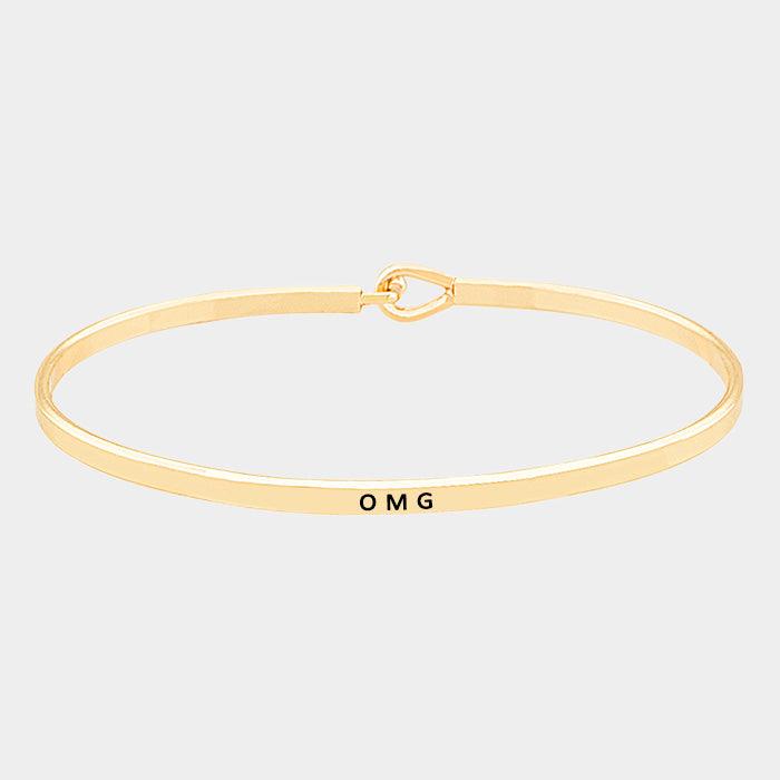 Gold OMG thin metal hook bracelet