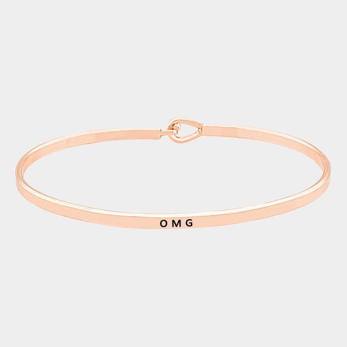 Rose Gold OMG thin metal hook bracelet - Jewelry Store by Erik Rayo