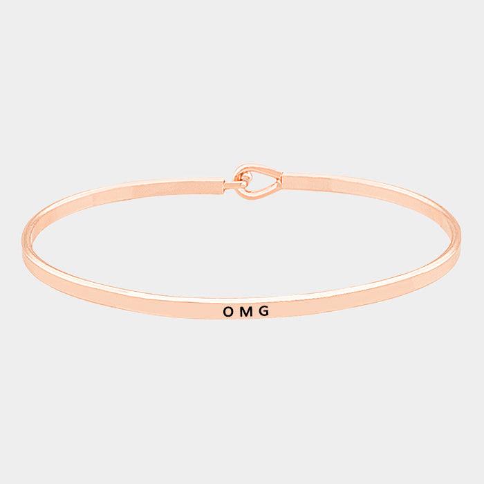 Rose Gold OMG thin metal hook bracelet