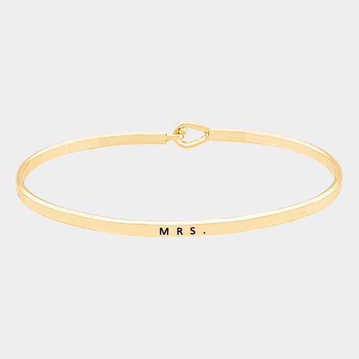 Gold MRS. thin metal hook bracelet - Jewelry Store by Erik Rayo