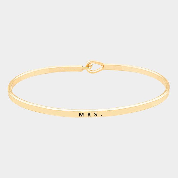 Gold MRS. thin metal hook bracelet